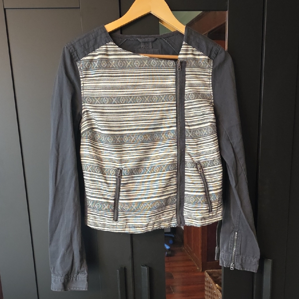 Aeropostale Eighty-Seven Aztec Mixed Media Moto Jacket | Size Large Y2K Aztec